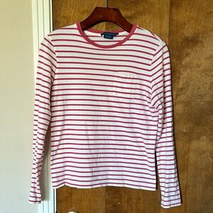 Ralph Lauren Pink and White Striped Tee